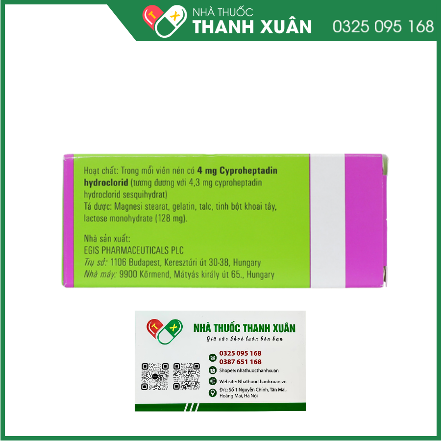 Peritol 4mg trị dị ứng, đau đầu (10 vỉ x 10 viên)